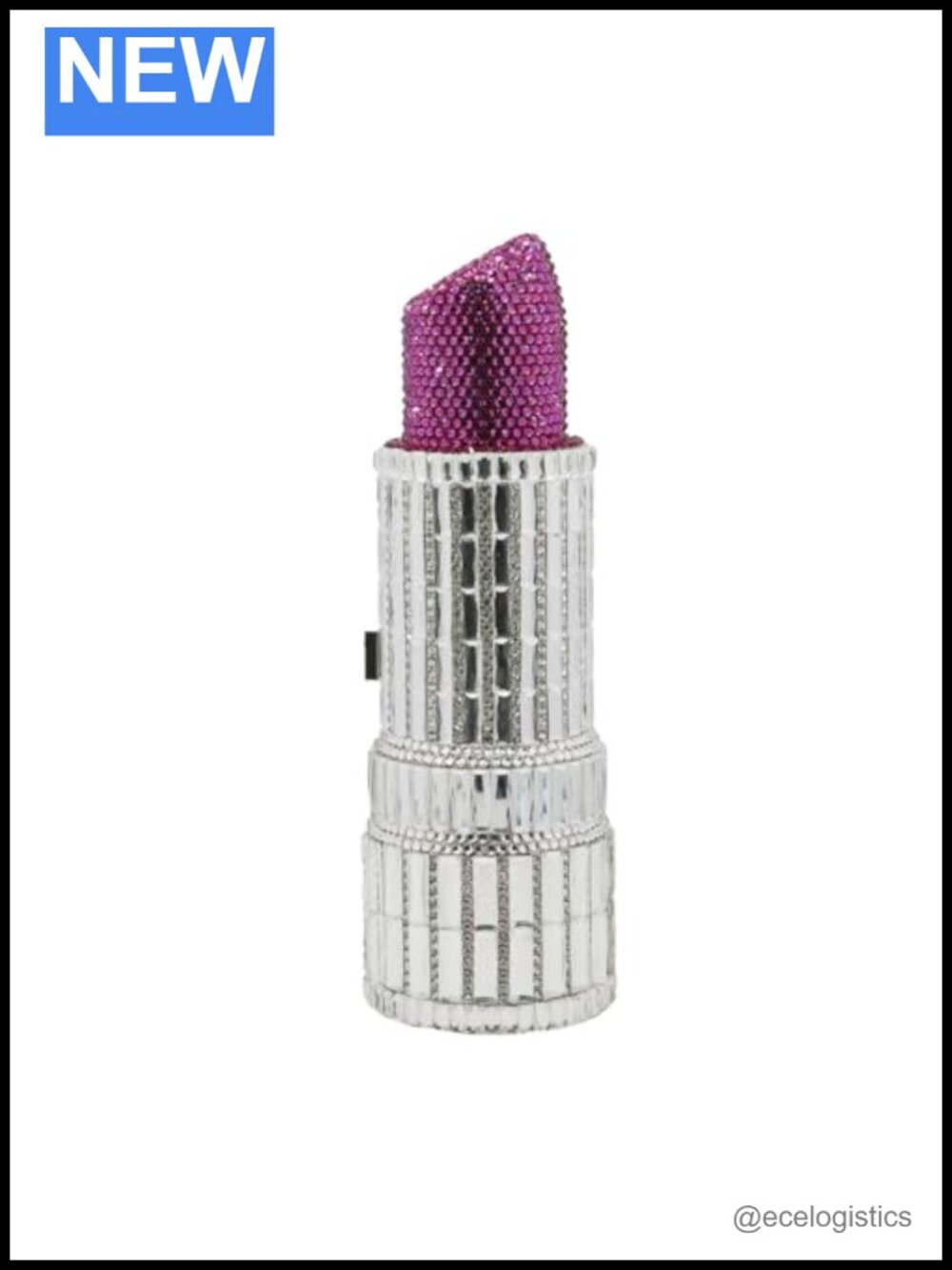 Rhinestone Lipstick Shape Evening Clutch Shoulder Bag, Detachable Chain,